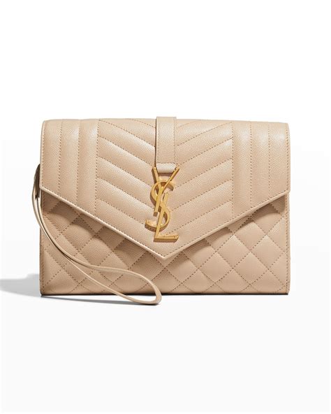 white ysl envelope clutch|YSL monogram quilted clutch.